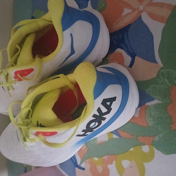 Hoka White and Yellow Running Shoes - Picture 5 of 9